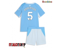 Manchester City Elliot Anderson #5 Prima Maglia Bambino 2026-27 Manica Corta (+ Pantaloni corti)